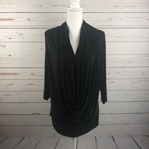 Alice + Olivia Sparkle Draped Neck Top M - Picture 3 of 6